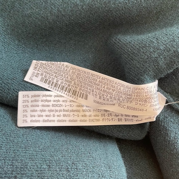Zara Mock Neck Short Knit Teal Dress Size S - Picture 9 of 11